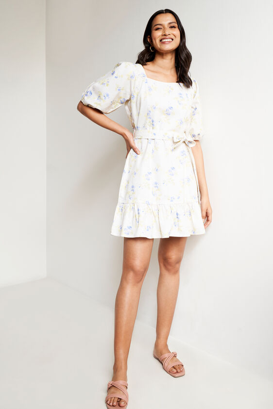 White Floral Summer Dress, White, image 2