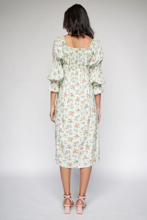 4 - Sage Green Floral Fit and Flare Dress, image 4