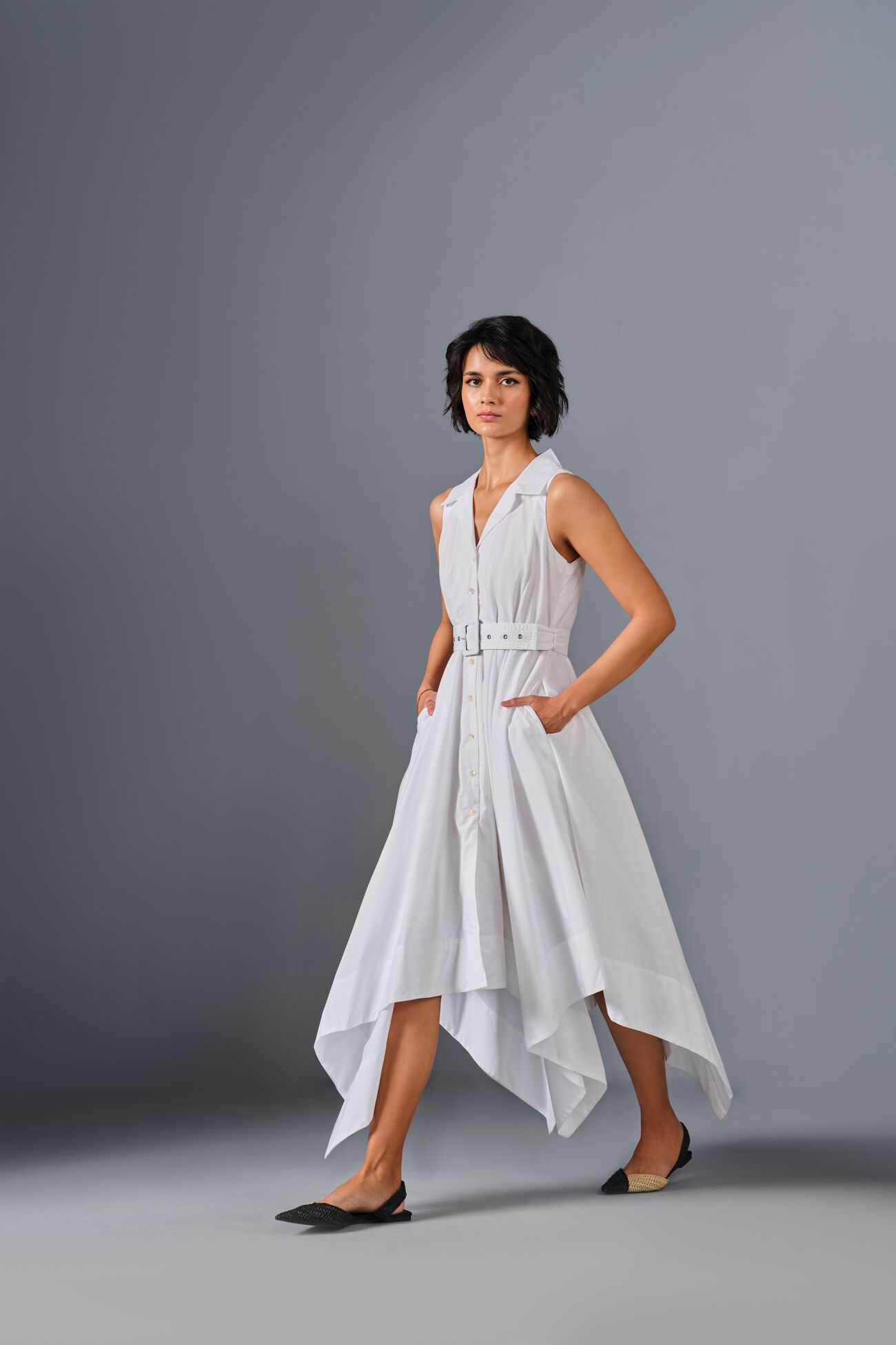 Frolic Summer Cotton Dress, White, image 2