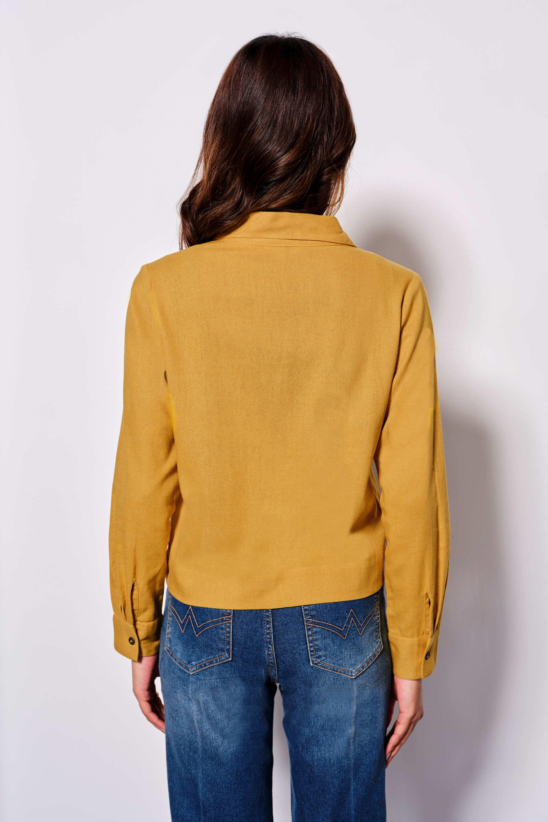 Mellow Yellow Viscose Blend Cropped Shirt, Yellow, image 4