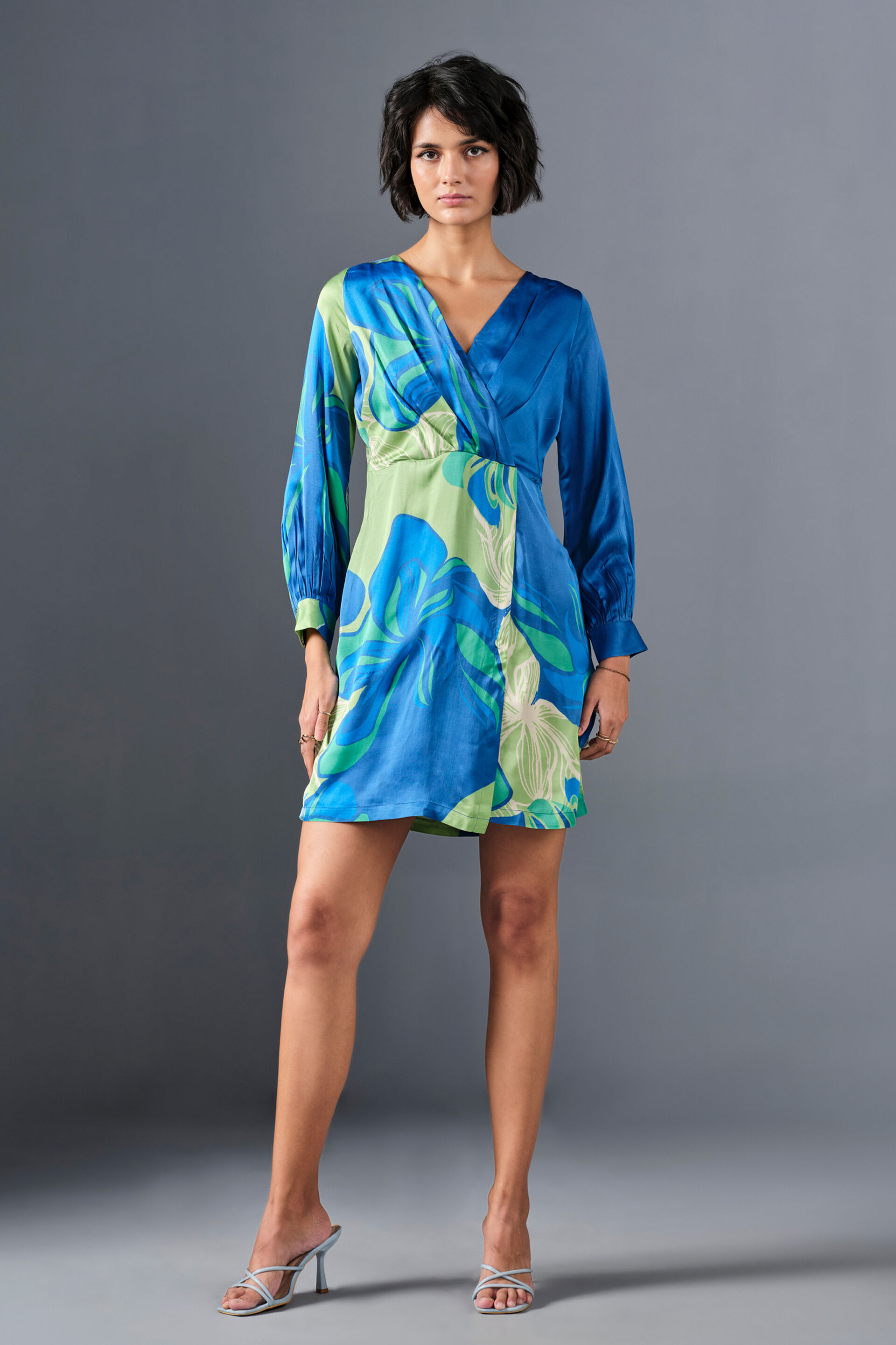 Azure Viscose Mini Dress, Blue, image 2