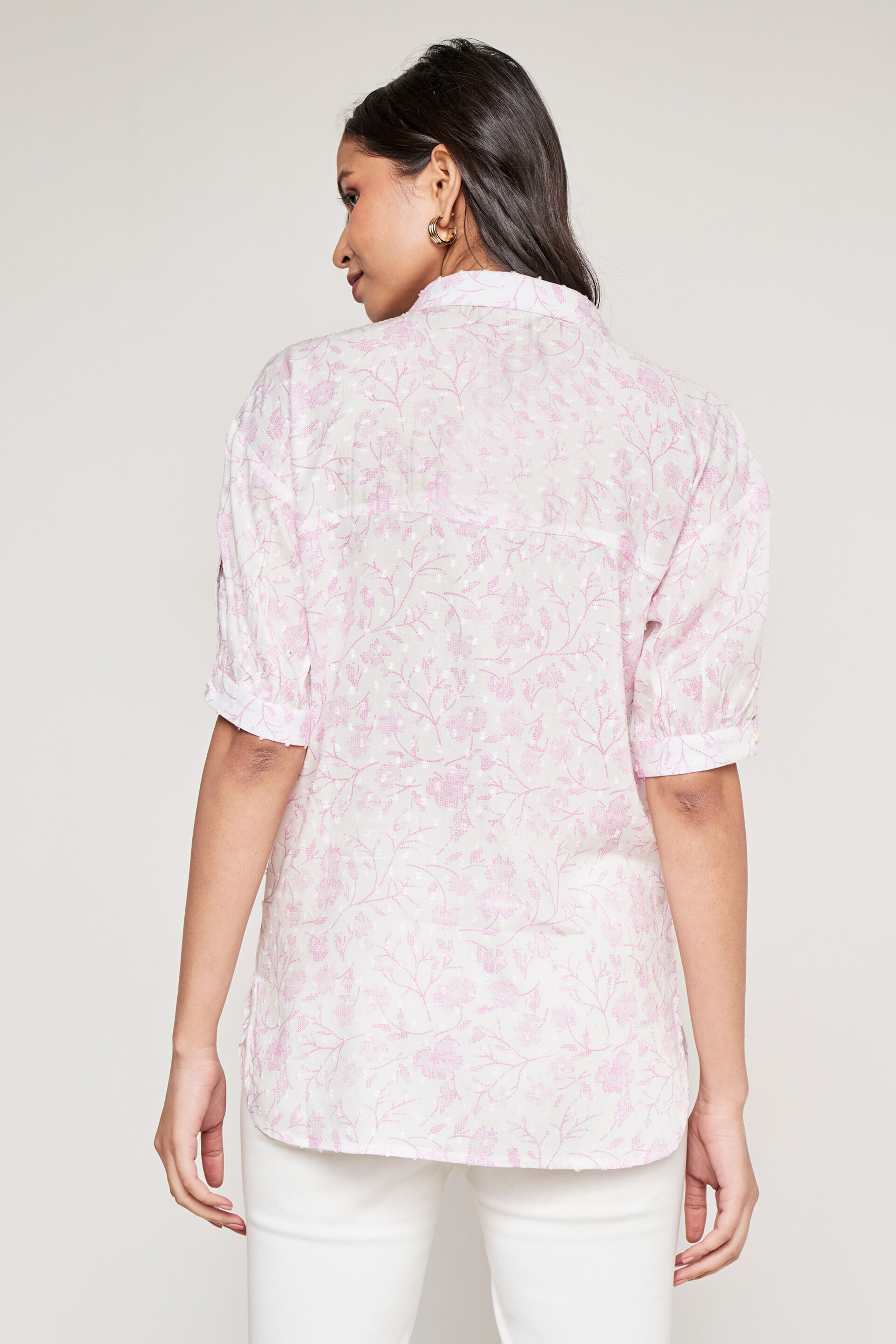 White Floral High-Low Top, White, image 3