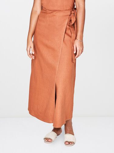 3 - Brown A-Line Long Skirt, image 3