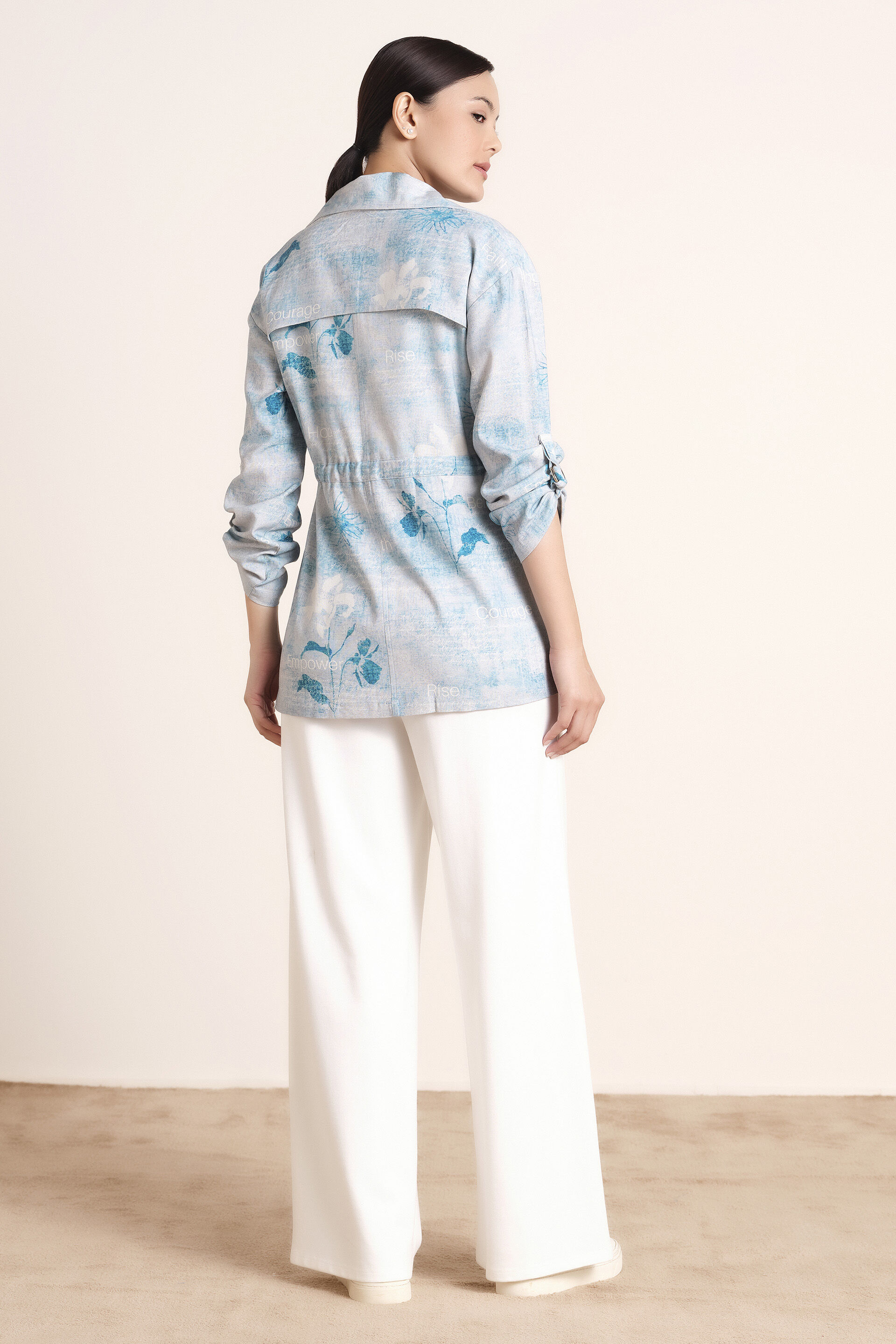 Aquatic Blue Linen-Blend Jacket, Blue, image 5