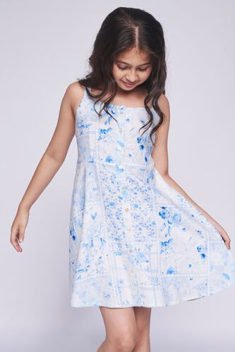 1 - Blue Floral Flared Dress, image 1