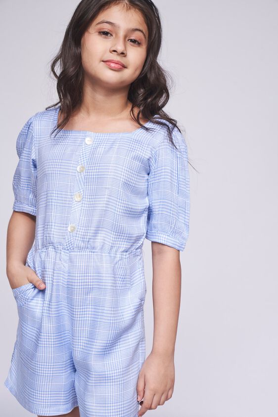 1 - Blue Checks Straight Jumpsuit, image 1
