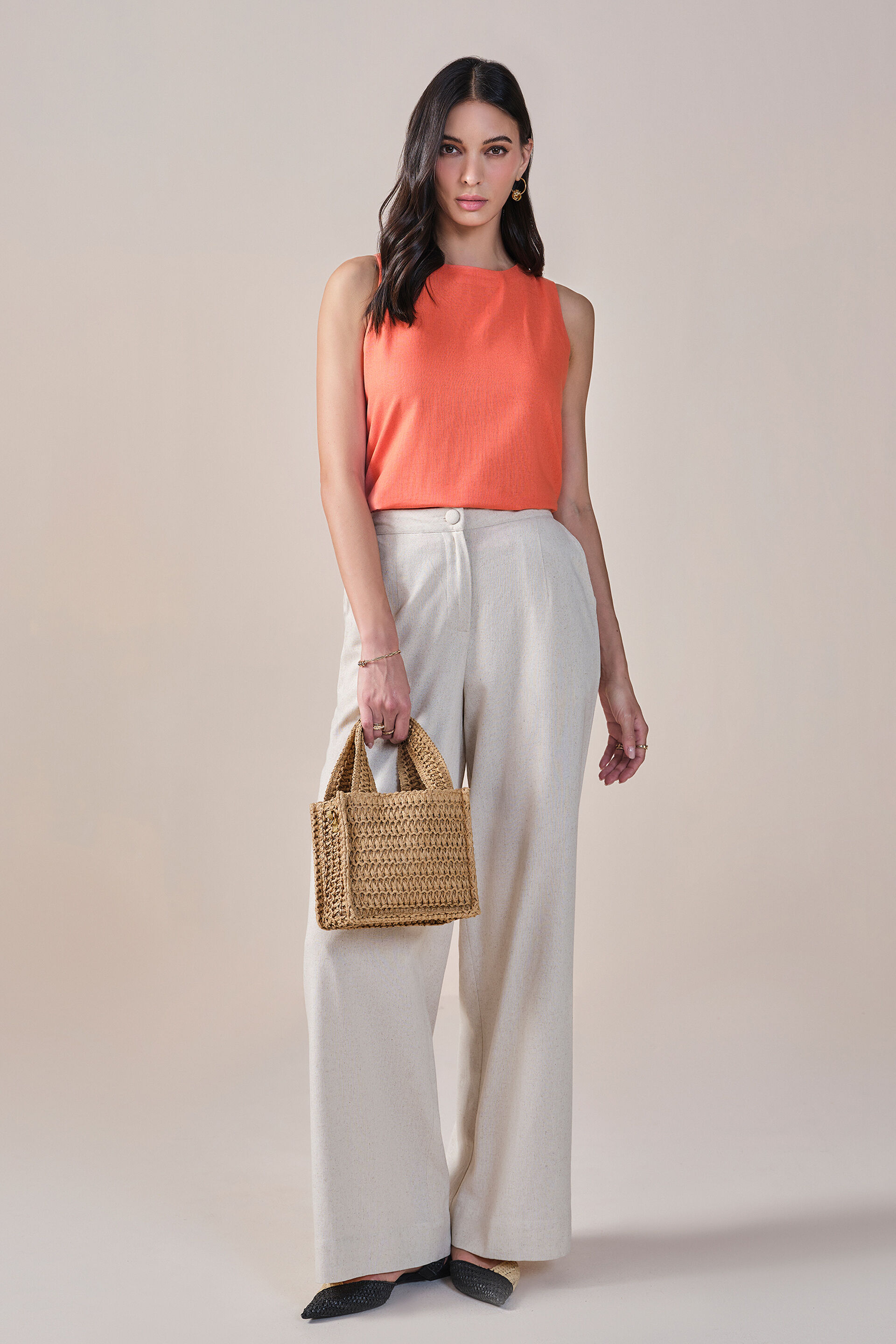 Party in the back Viscose Linen Blend Top, Orange, image 3