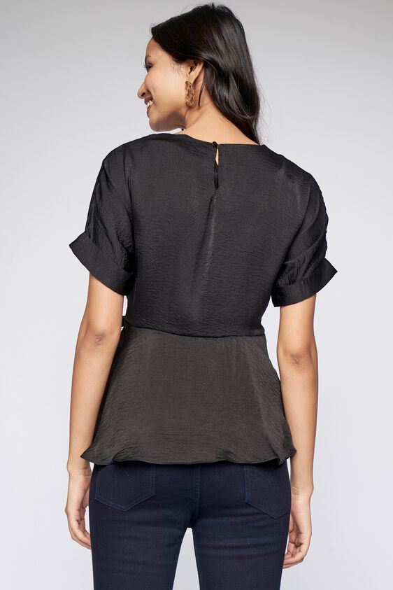 4 - Black Solid Peplum Top, image 4