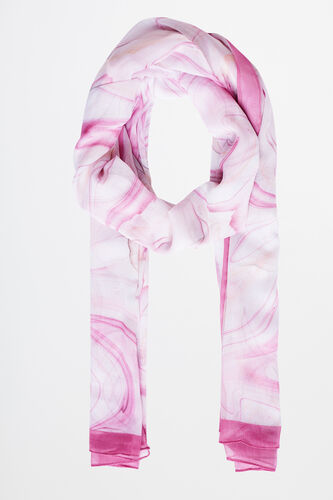 Pink Chiffon  Print Scarf, , image 1