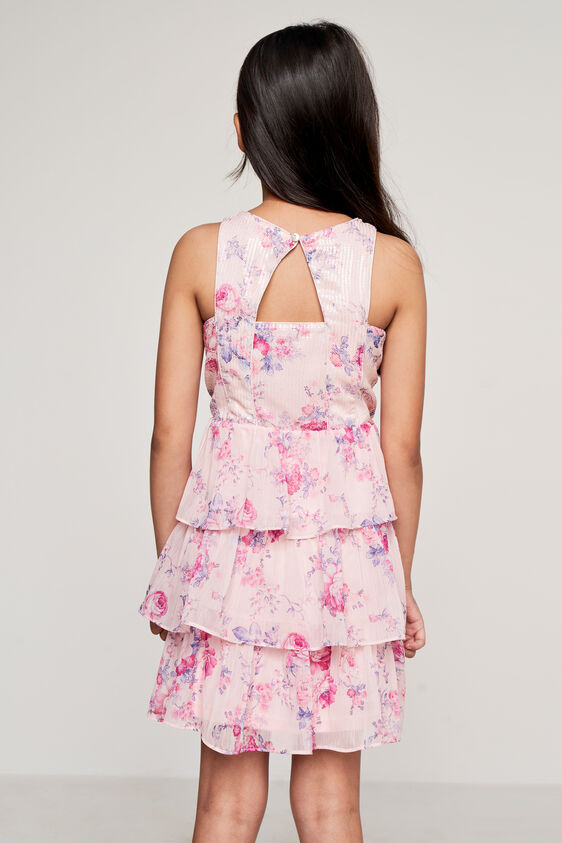 Pink Floral Flounce Dress, Pink, image 4