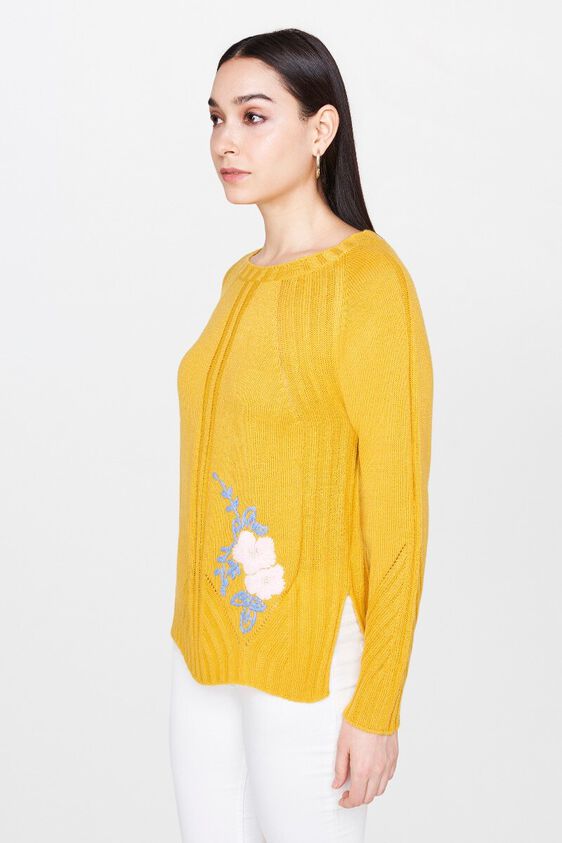 3 - Ochre Round Neck Sweater Top, image 3