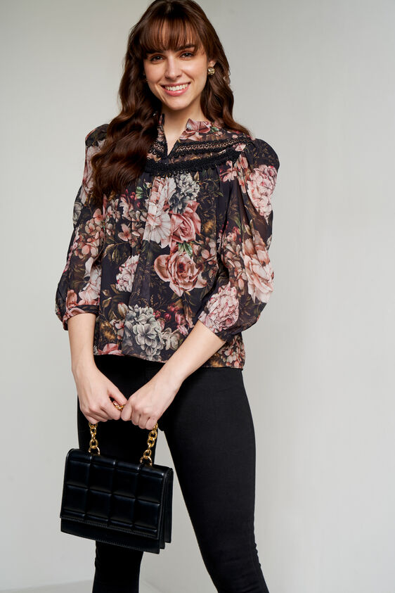 Multi Color Floral Straight Top, Multi Color, image 2