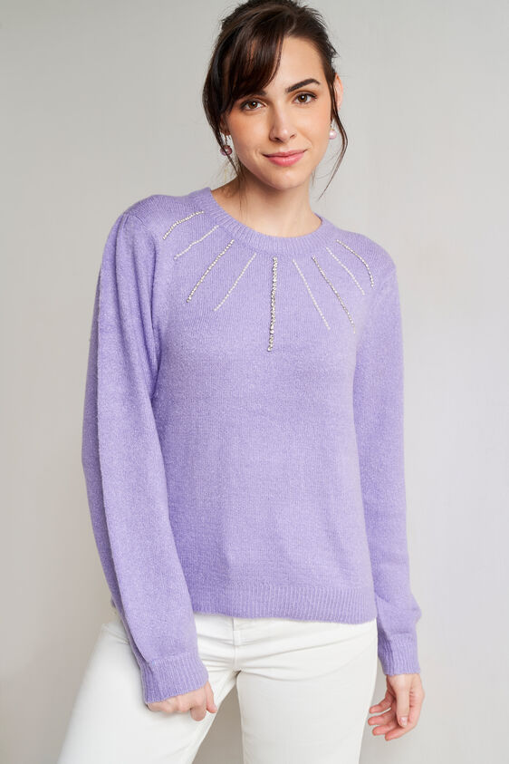 Lilac Self Design Regular Top, Lilac, image 2