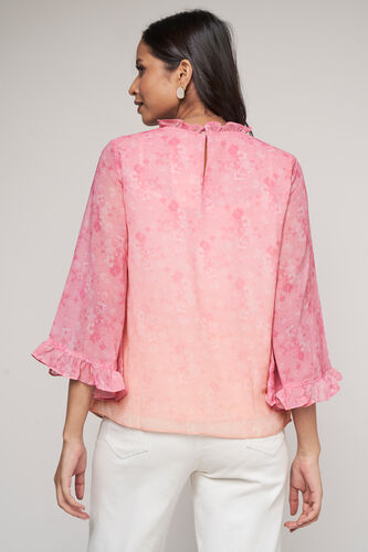 Pink Solid Gathers Or Pleats Straight Top, Pink, image 5