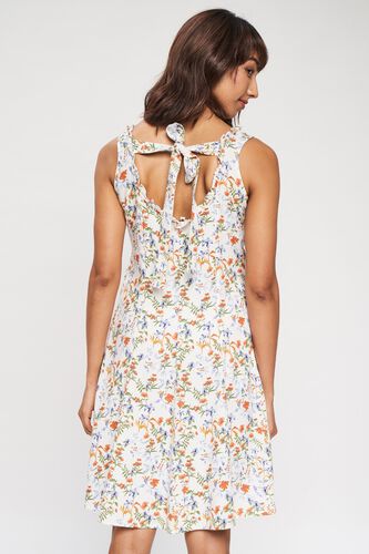 4 - White Floral Printed A-Line Dress, image 4