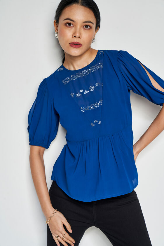 All I Sea Peplum Top, Blue, image 1