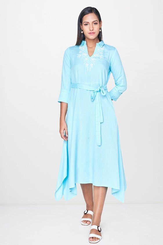 1 - Aqua Embroidered Fit and Flare Tunic, image 1