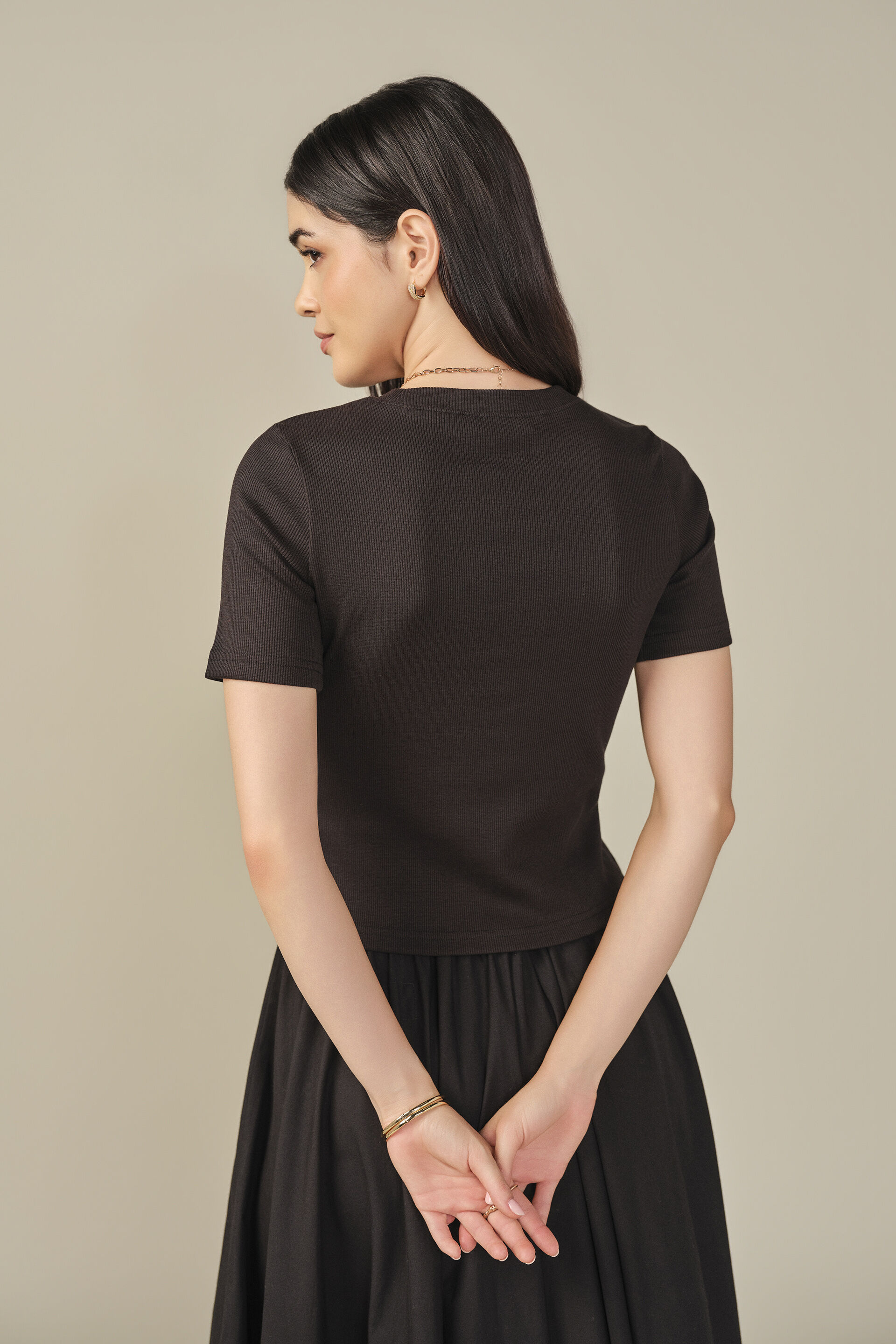 Solid Cotton Top in Black, Black, image 5