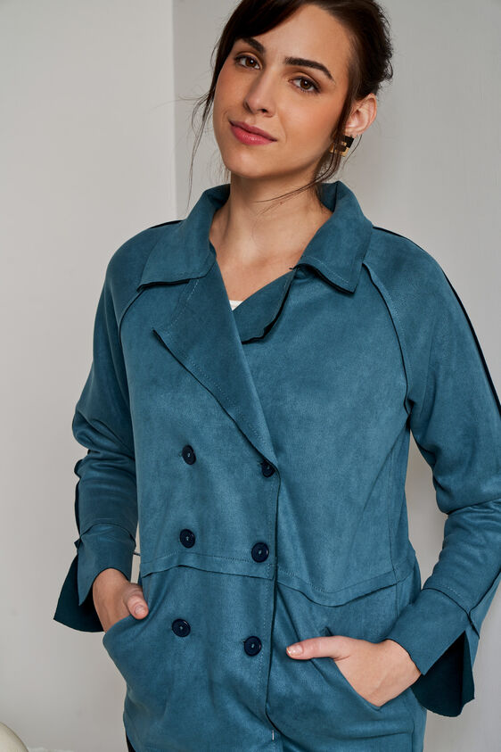 Teal Solid Straight Jacket, Teal, image 6