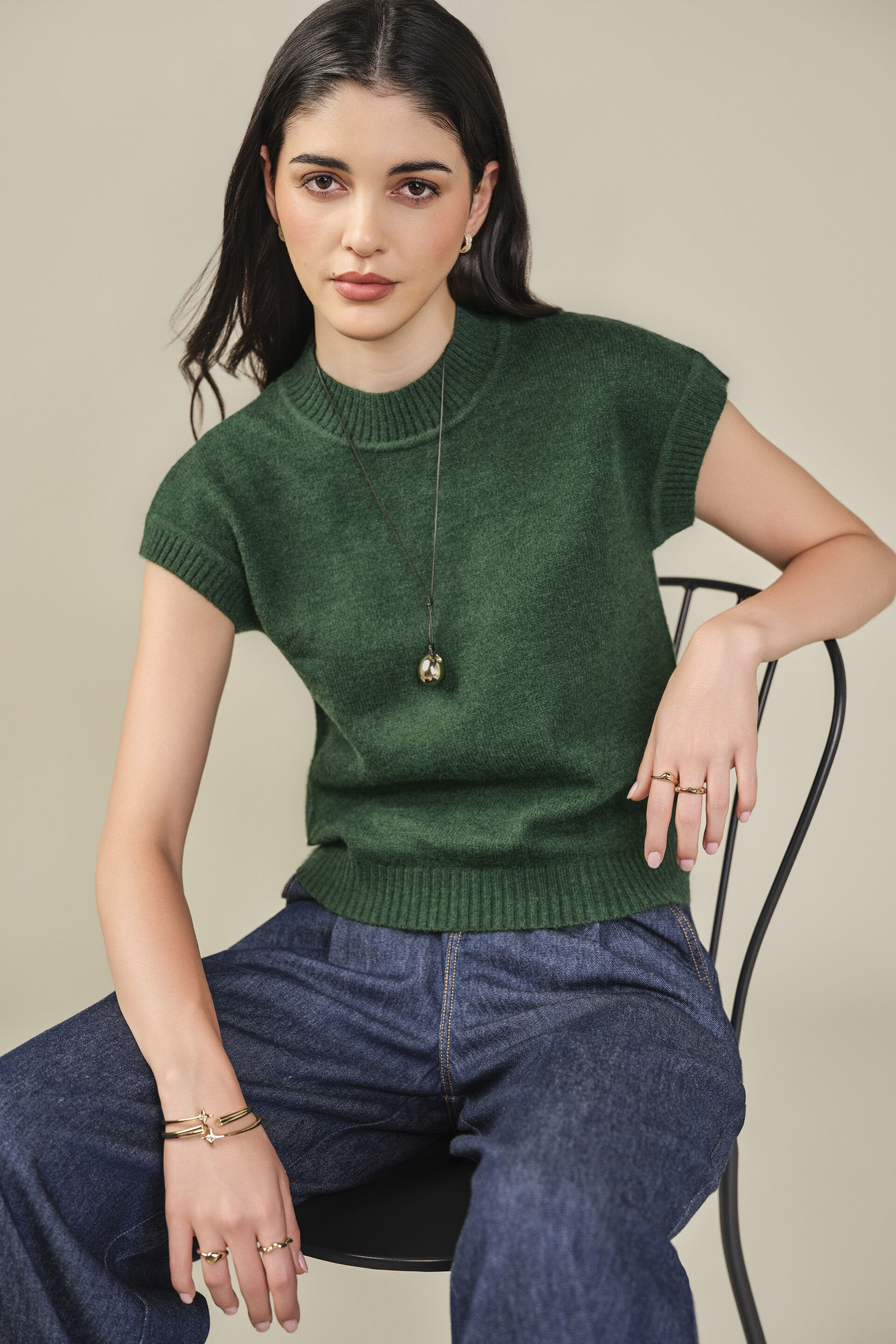 Solid Sweater in Green, Green, image 1