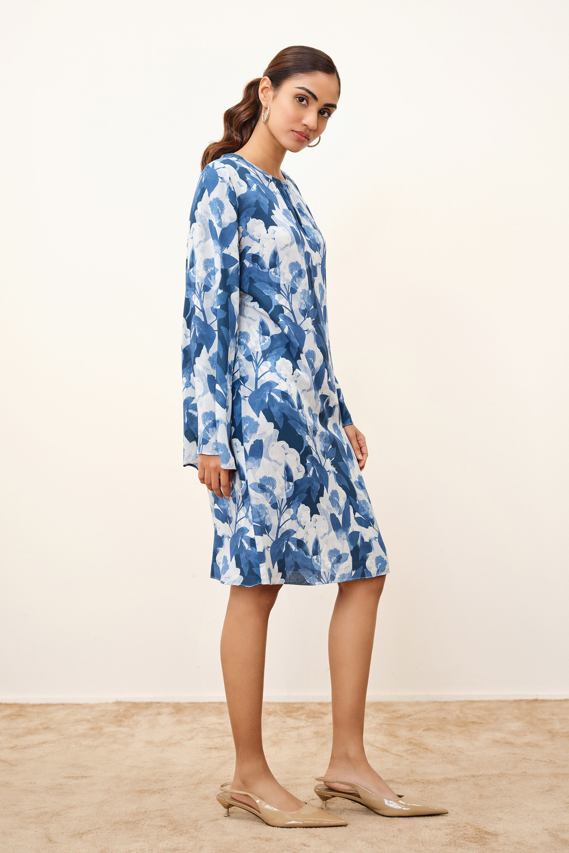 Esther Blue Printed Dress, Blue, image 2