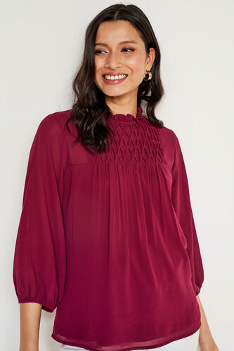 Maroon Solid Straight Top, Maroon, image 2