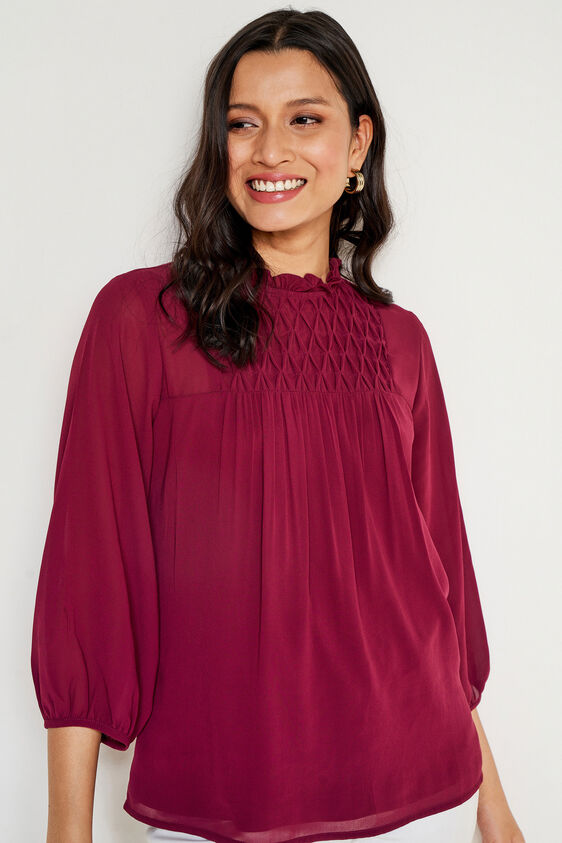 Maroon Solid Straight Top, Maroon, image 2