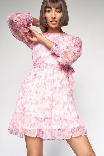 2 - Pink Floral Fit and Flare Dress, image 2