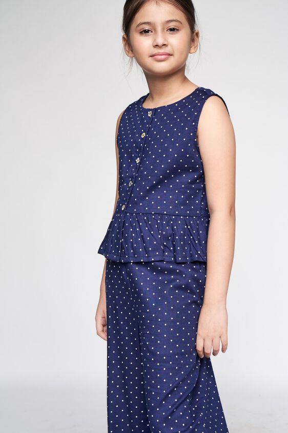 1 - Navy Blue Polka Dots Peplum Set, image 1