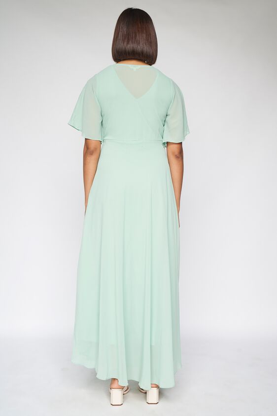 6 - Sage Green Solid Fit and Flare Gown, image 6