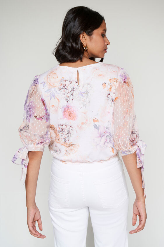 Peach And Orange Floral Flounce Top, Peach, image 4
