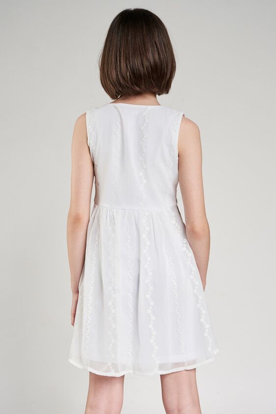 5 - White Self Design Fit And Flare Dress, image 5