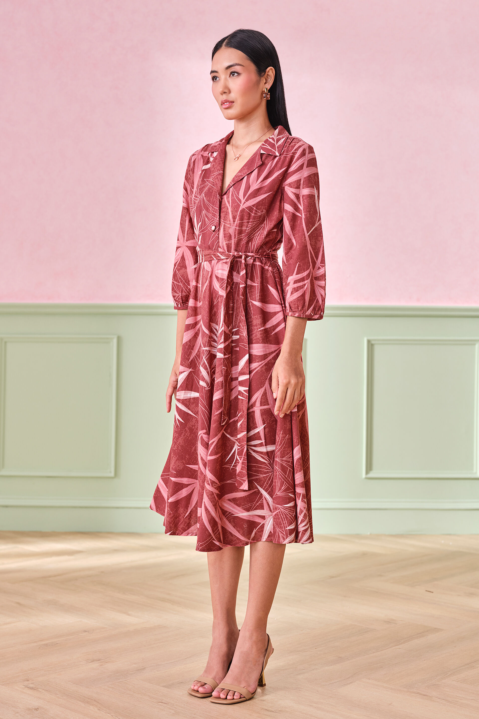 Fall Flirtation Viscose Blend Dress, Rust, image 2