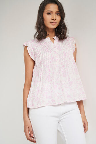 White Geometric Straight Top, White, image 3