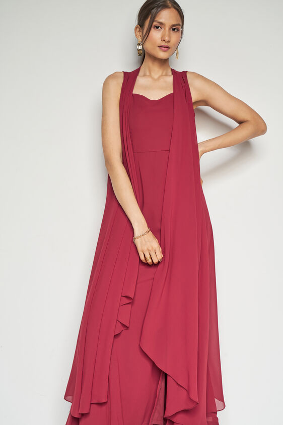 Maroon Solid Flared Maxi, Maroon, image 5