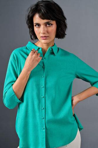 Keep It Neutral Viscose Blend Shirt, Turquoise, image 6