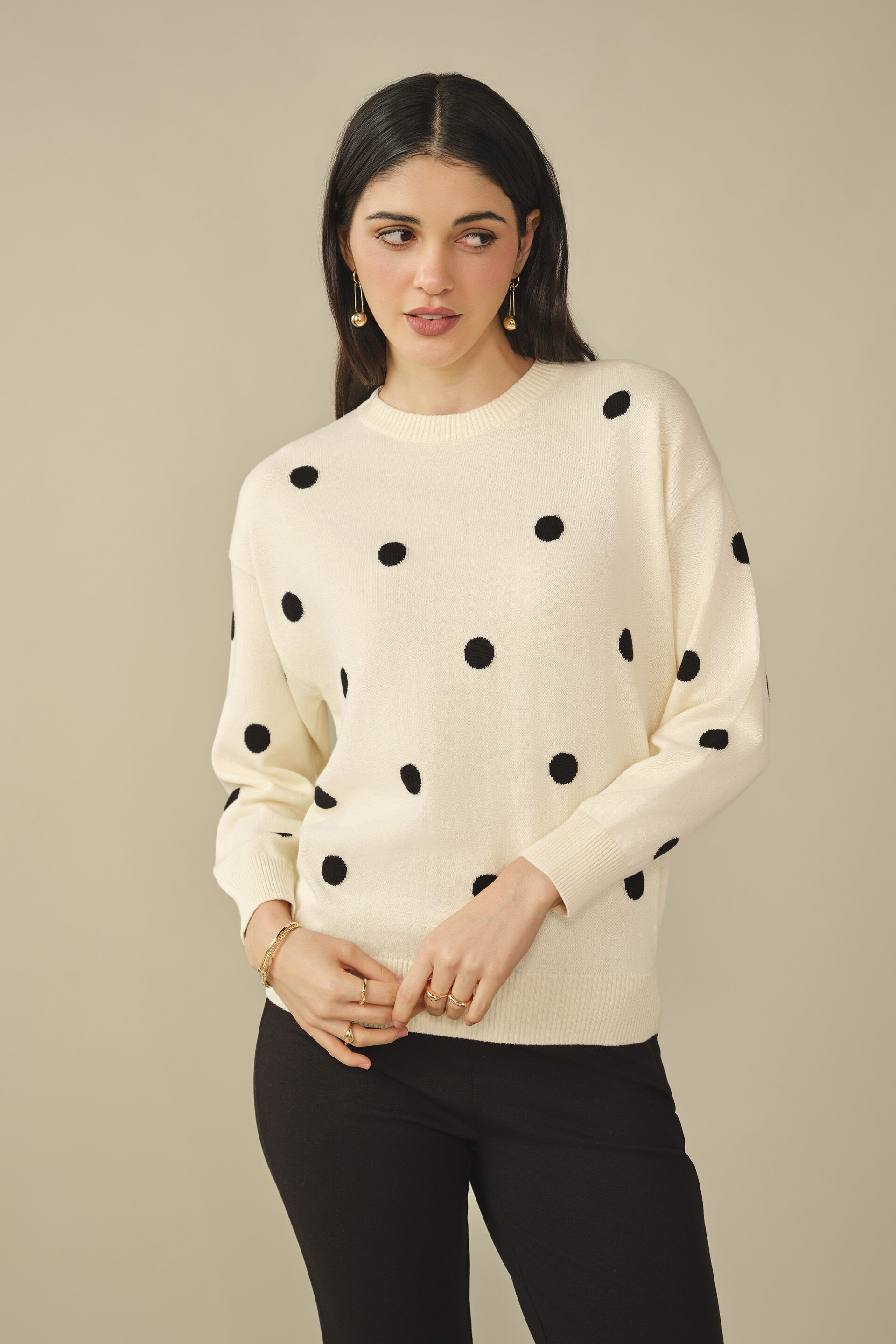 Polka Sweater in Cream