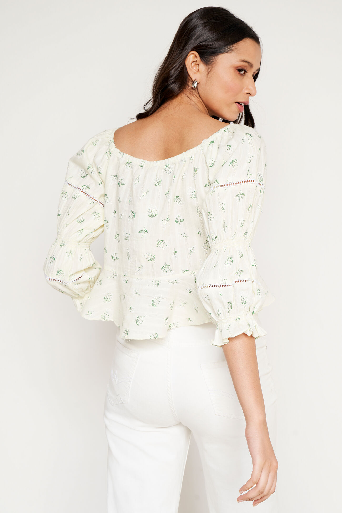 Yellow Floral Curved Top, Yellow, image 3