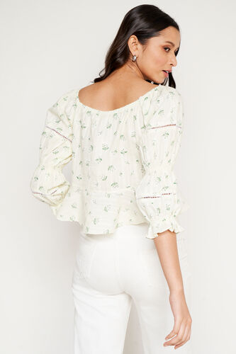 Yellow Floral Curved Top, Yellow, image 3