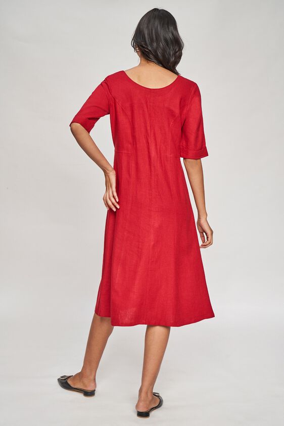 4 - Wine Solid Fit And Flare Dress, image 4