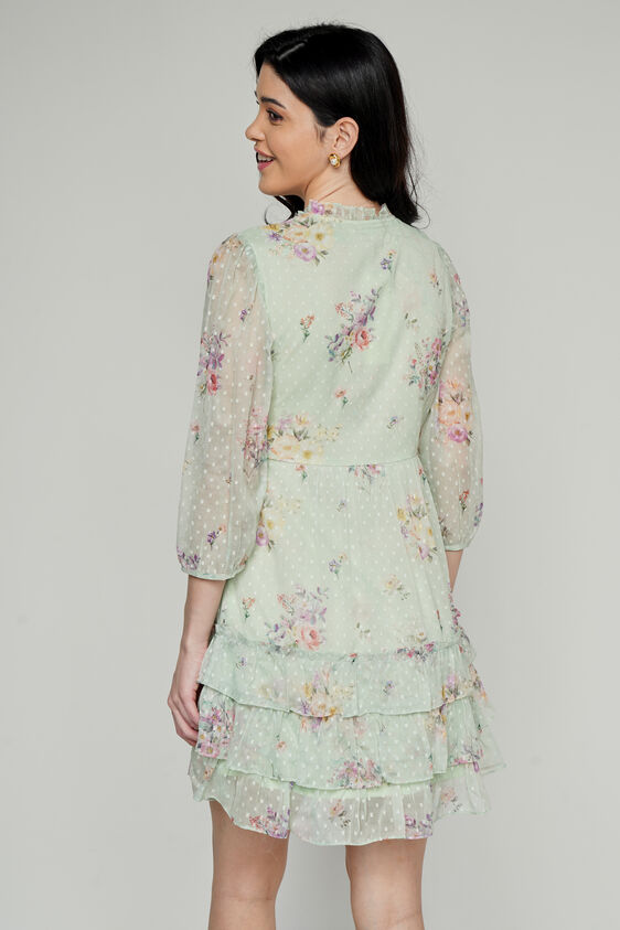 Mint Floral Flounce Dress, Mint, image 5