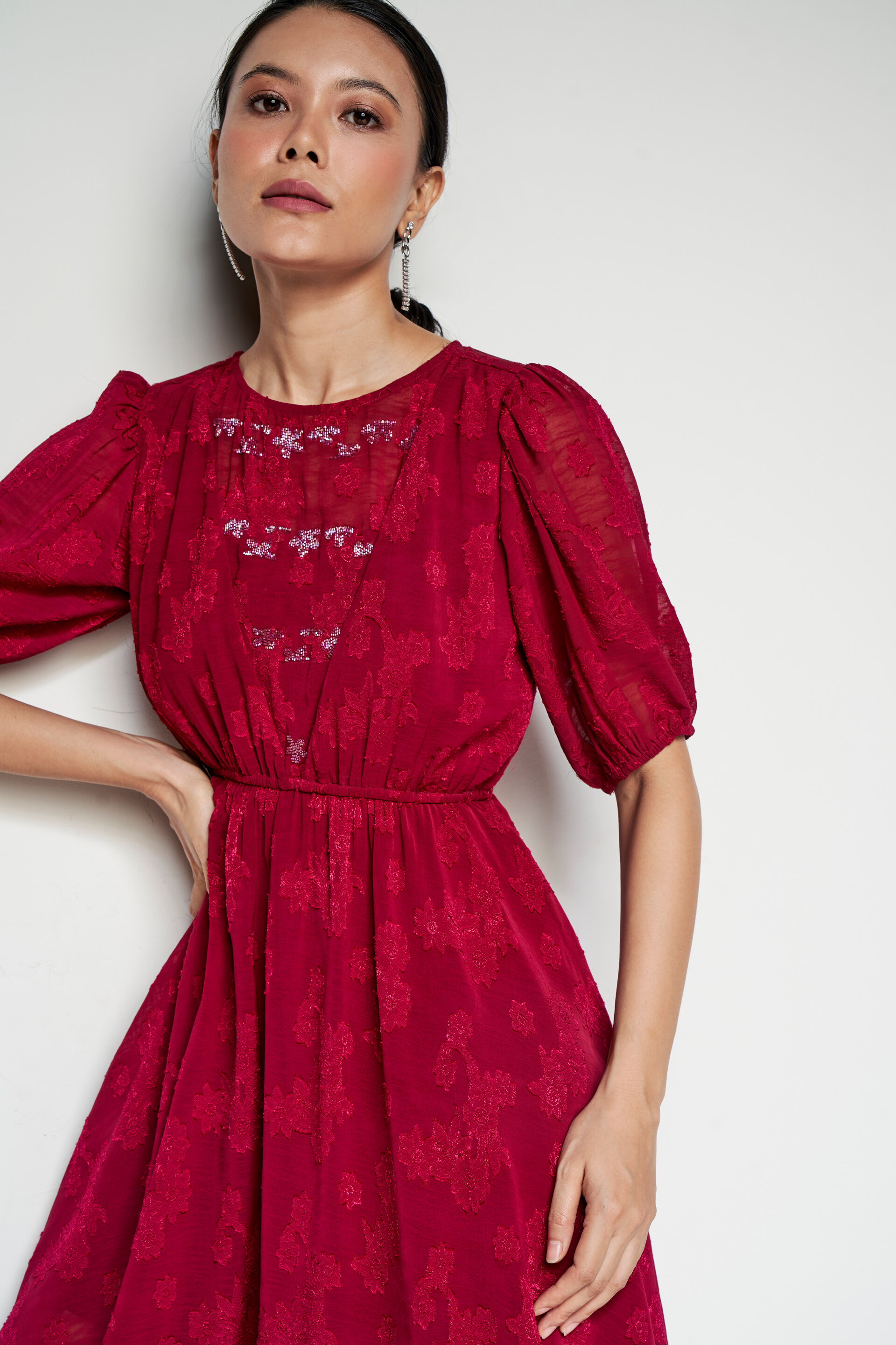 Cranberry Core Dress, Maroon, image 2