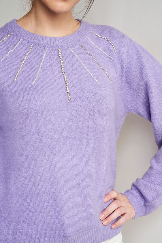 Lilac Self Design Regular Top, Lilac, image 7