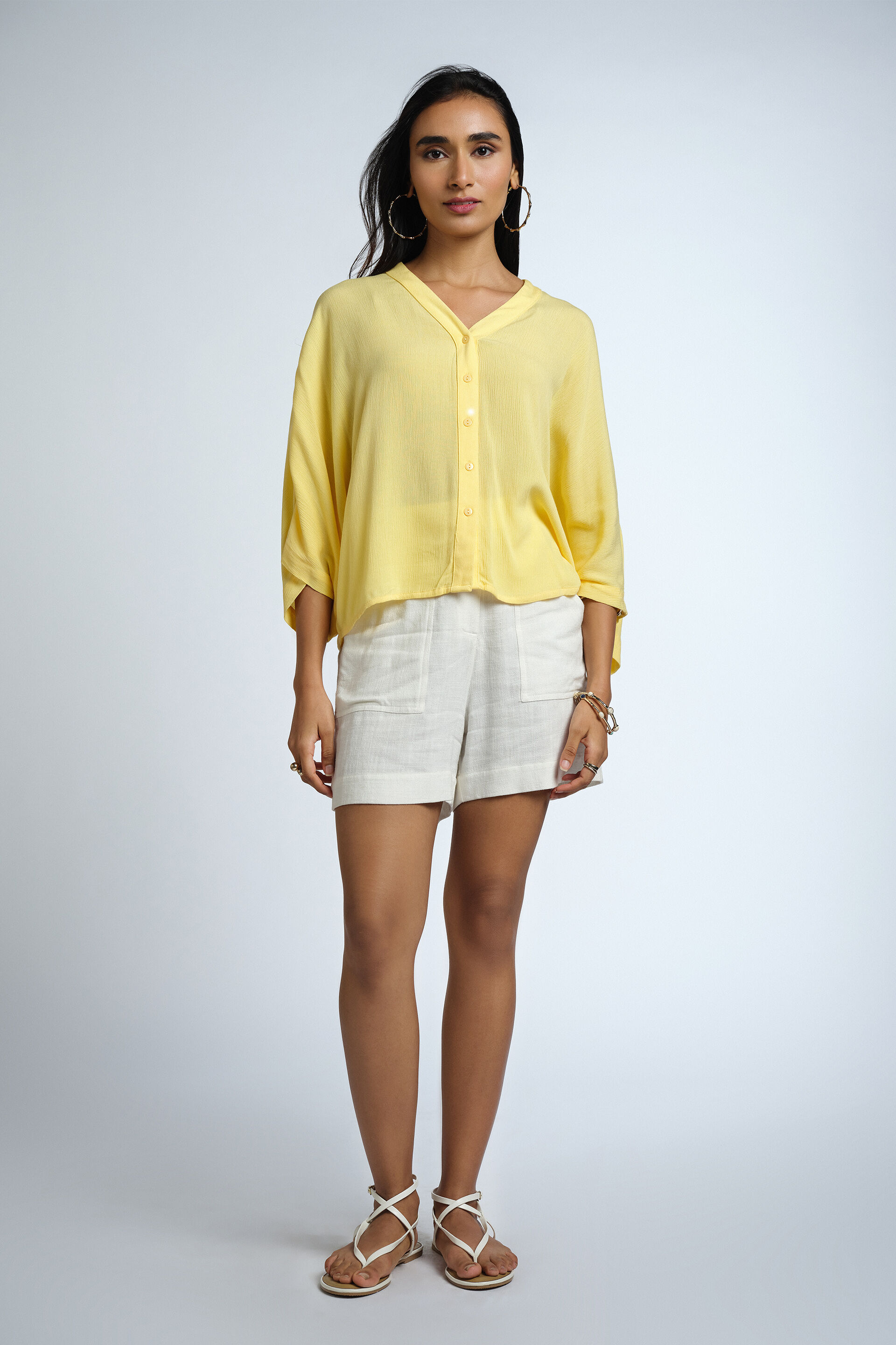 Yellow Solid Straight Top, Yellow, image 2