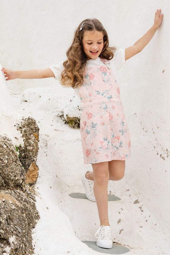 3 - Pink Floral Flared Dungaree, image 3
