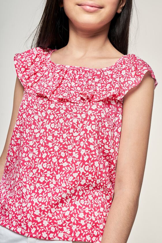 1 - Pink Floral Printed A-Line Top, image 1