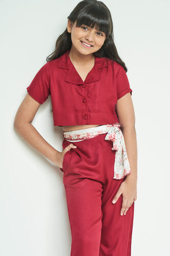 Red Solid Straight Suit, Red, image 2