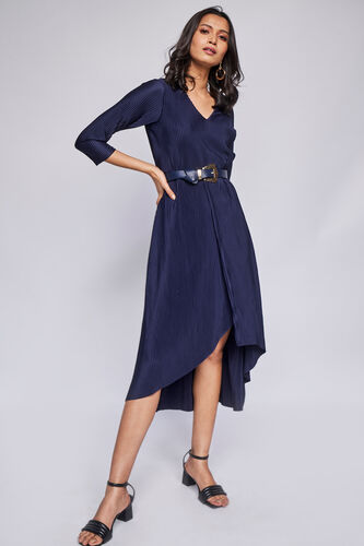 Navy Solid High-Low Dress, Navy, image 4
