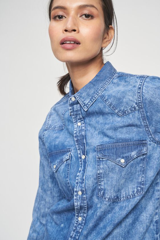 6 - Light Blue Self Design A-Line Top, image 6