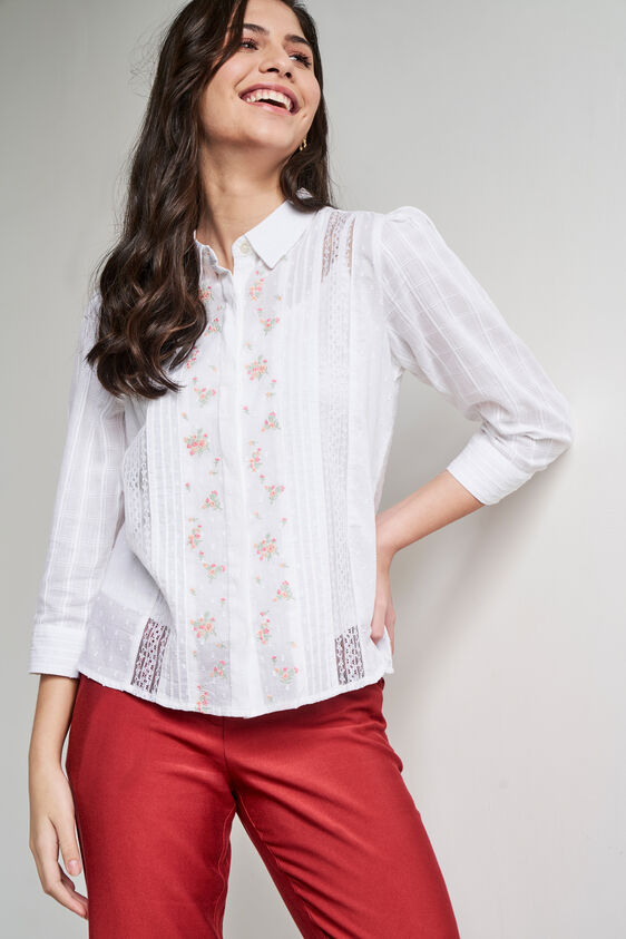 White Solid Straight Top, White, image 4